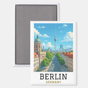 Retro Berlins Silhouette Televisietoren Skyline Ui Magneet