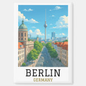 Retro Berlins Silhouette Televisietoren Skyline Ui Magneet (Voorkant)