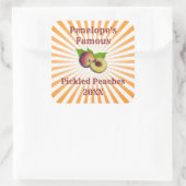 Retro beroemde geplukte perziken waarop het sticke vierkante sticker (Tas)