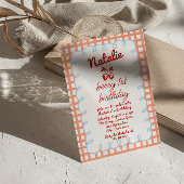 Retro Berry 1e Getrokken Aardbei Foto Verjaardag Kaart