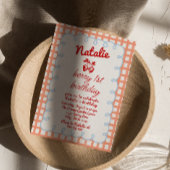 Retro Berry 1e Getrokken Aardbei Foto Verjaardag Kaart