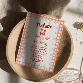 Retro Berry 1e Hand Getrokken Aardbei Verjaardag Kaart