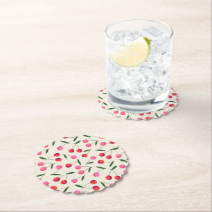 Retro Berry Cherry Party Paper Onderzetter