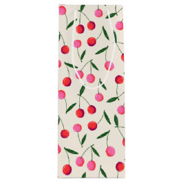 Retro Berry Cherry Roze en Rode Verjaardag Gift Ba Wijn Cadeautas