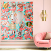 Retro Berry Eerste 1e Verjaardag Party Wall Achter Wandkleed