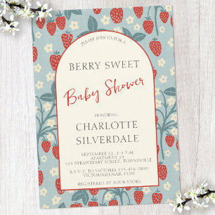Retro Bes Zoete Aardbei Baby Shower Kaart