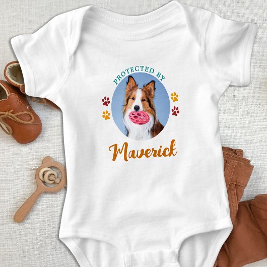 Retro beschermd door hond aangepaste foto kleurrij romper