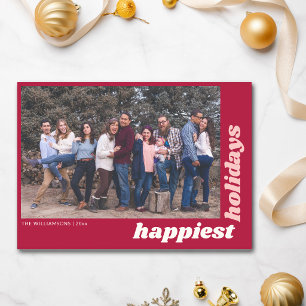 Retro Beskrood Grote Familie Foto Pret Kerstmis Feestdagenkaart