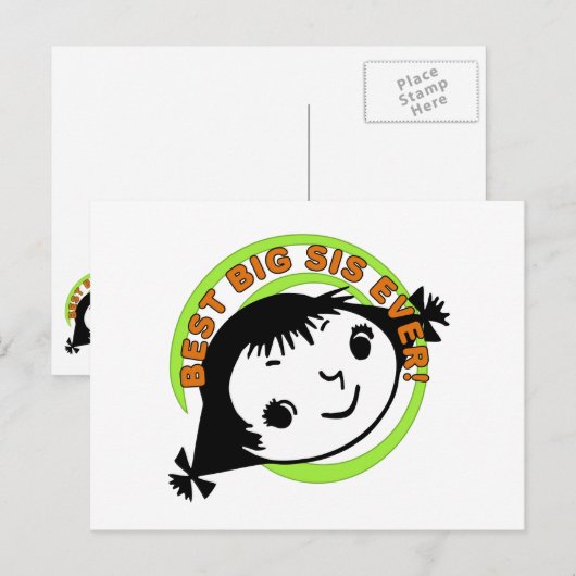 Retro Best Big Sis Ever Briefkaart (Voorkant / Achterkant)