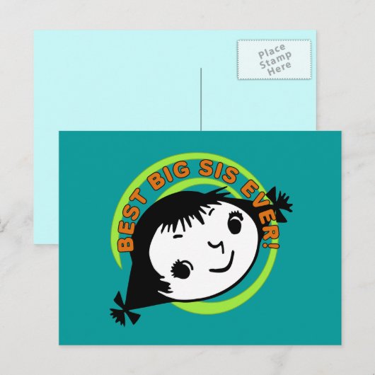 Retro Best Big Sis Ever Briefkaart (Voorkant / Achterkant)