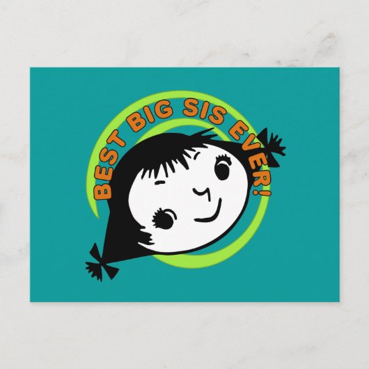 Retro Best Big Sis Ever Briefkaart (Voorkant)