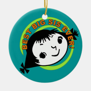 Retro Best Big Sis Ever Keramisch Ornament