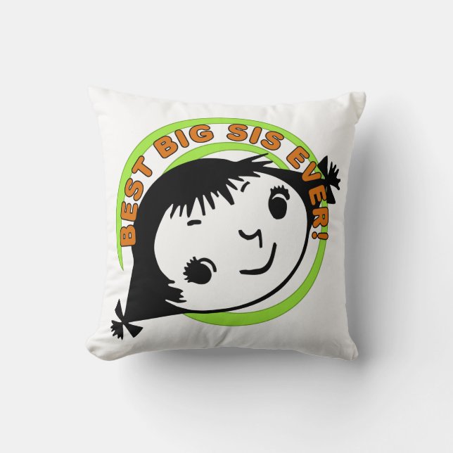 Retro Best Big Sis Ever Kussen (Voorkant)