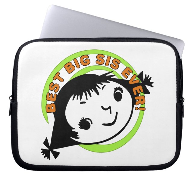 Retro Best Big Sis Ever Laptop Sleeve (Voorkant)