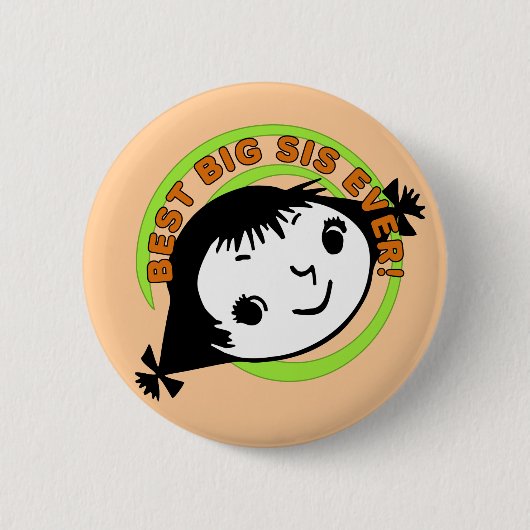 Retro Best Big Sis Ever Ronde Button 5,7 Cm (Voorkant)