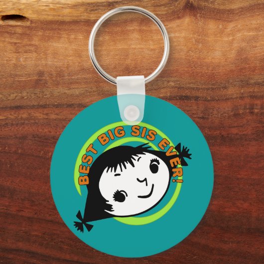 Retro Best Big Sis Ever Sleutelhanger (Voorkant)
