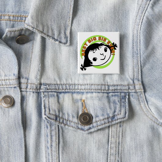 Retro Best Big Sis Ever Vierkante Button 5,1 Cm (In situ)