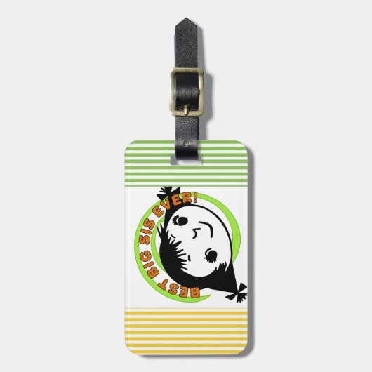 Retro Best Big Sister Ever Bagagelabel (Voorkant verticaal)