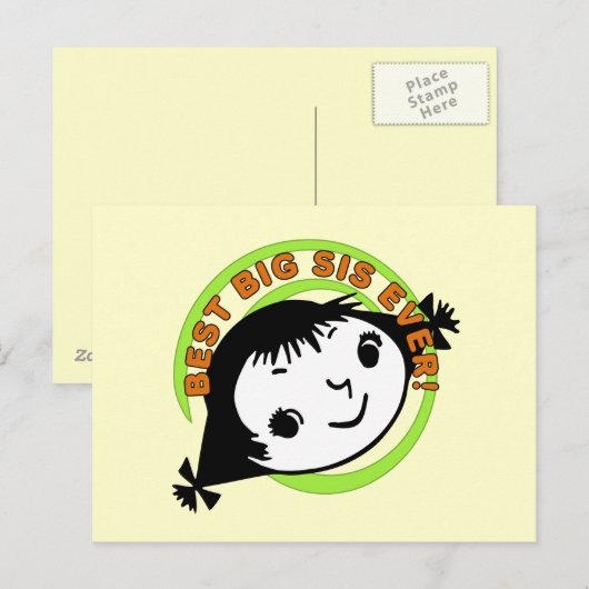 Retro Best Big Sister Ever Briefkaart (Voorkant / Achterkant)