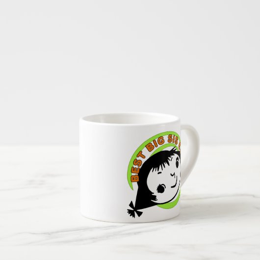 Retro Best Big Sister Ever Espresso Kop (Voorkant rechts)