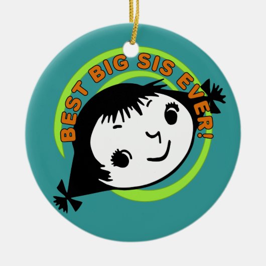 Retro Best Big Sister Ever Keramisch Ornament (Voorkant)