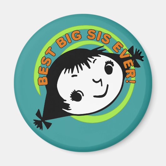 Retro Best Big Sister Ever Magneet (Voorkant)