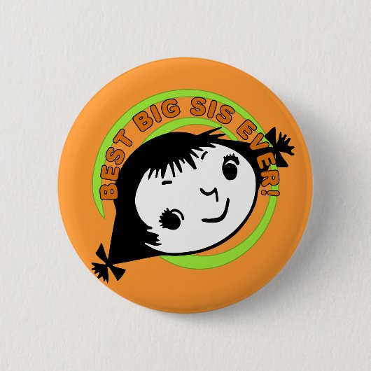 Retro Best Big Sister Ever Ronde Button 5,7 Cm (Voorkant)