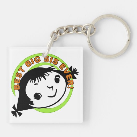 Retro Best Big Sister Ever Sleutelhanger (Achterkant)