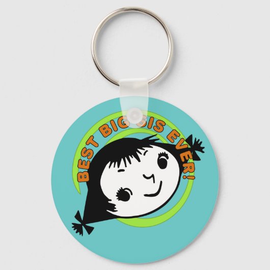Retro Best Big Sister Ever Sleutelhanger (Voorkant)