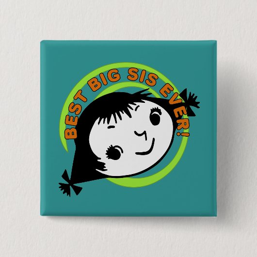 Retro Best Big Sister Ever Vierkante Button 5,1 Cm (Voorkant)