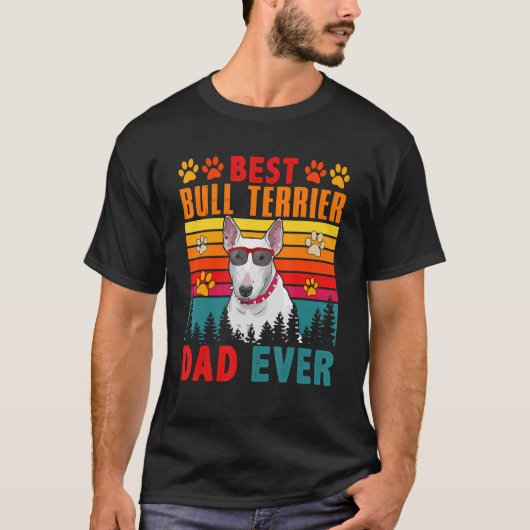  Retro Best Bull Terrier Dad over Cute Dog T-shirt (Voorkant)