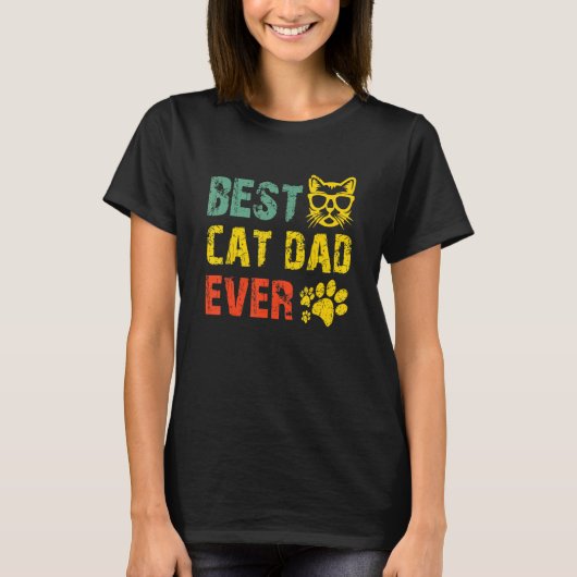 Retro Best Cat Dad Ever Cat Father T-shirt (Voorkant)