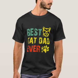  Retro Best Cat Dad Ever Cat Father T-shirt
