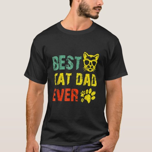  Retro Best Cat Dad Ever Cat Father T-shirt (Voorkant)