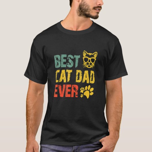Retro Best Cat Dad Oog Vaderdag T-shirt (Voorkant)