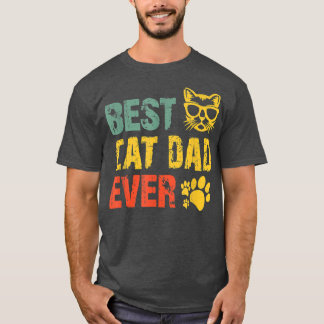  Retro Best Cat Dad Oog Vaderdag T-shirt