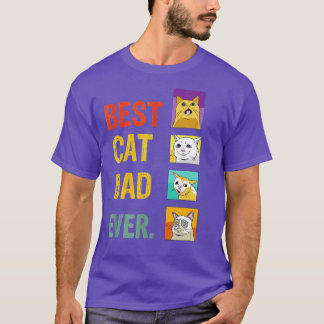 Retro Best Cat Dad Oover Funny Meow cat Kitty Cat  T-shirt