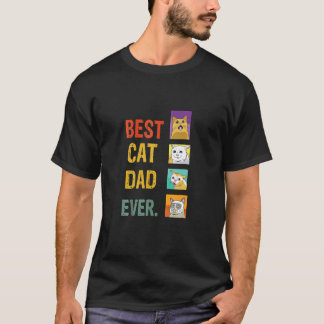 Retro Best Cat Dad Oover Meow Cat Kitty Cat Papa T-shirt