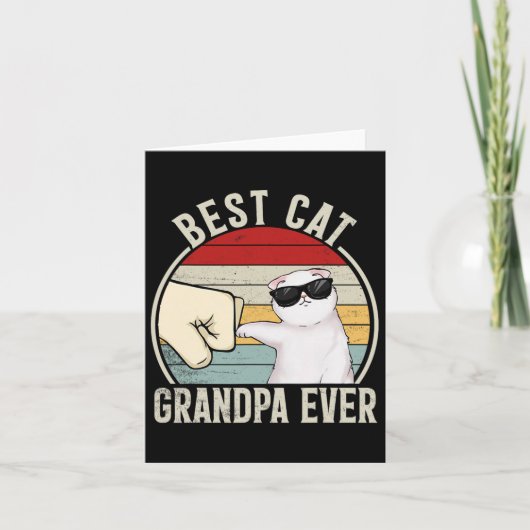 Retro Best Cat Grandpa Ever Funny Fist Bump Grandd Kaart (Voorkant)