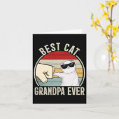 Retro Best Cat Grandpa Ever Funny Fist Bump Grandd Kaart (Gele Bloem)