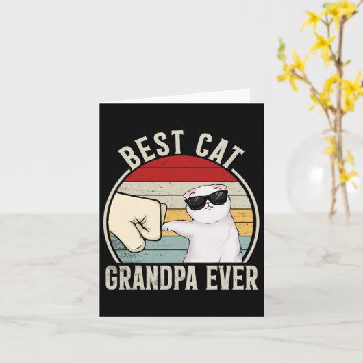 Retro Best Cat Grandpa Ever Funny Fist Bump Grandd Kaart (Gele Bloem)