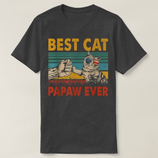  Retro Best Cat PaPaw Ever Funny Dad Cat Lo T-shirt (Design voorkant)