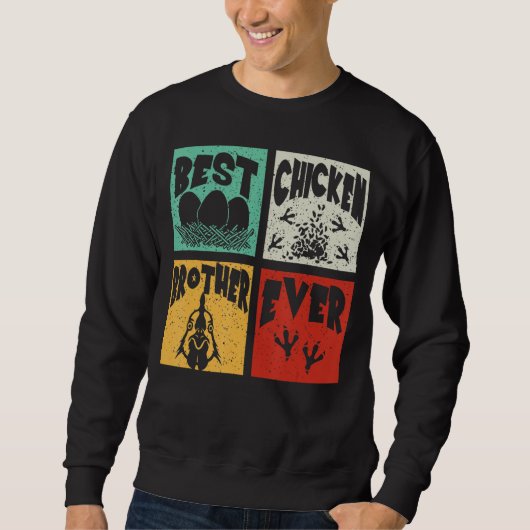  Retro Best Chicken Brother Ever Farmer Fa Trui (Voorkant)