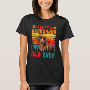  Retro Best Dachshund Dad Ever Cute Dog Sun T-shirt