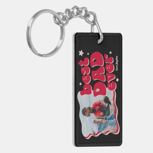 Retro Best Dad ever Photo Keepomwille Sleutelhanger (Voorkant Links)