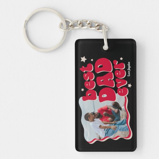 Retro Best Dad ever Photo Keepomwille Sleutelhanger (Voorkant)