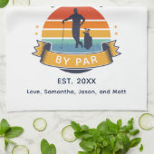 Retro Best Dad van Par Golfing Lover Custom Theedoek (Gevouwen)