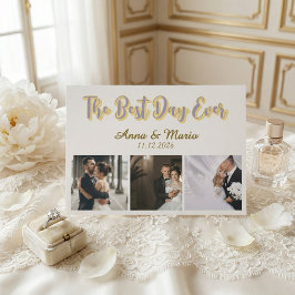 Retro Best Day Ever Photo Collage Wedding Bedankkaart