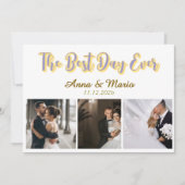 Retro Best Day Ever Photo Collage Wedding Bedankkaart (Voorkant)