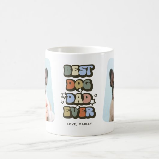 Retro Best Dog Dad Oog 2 Foto Koffiemok (Center)